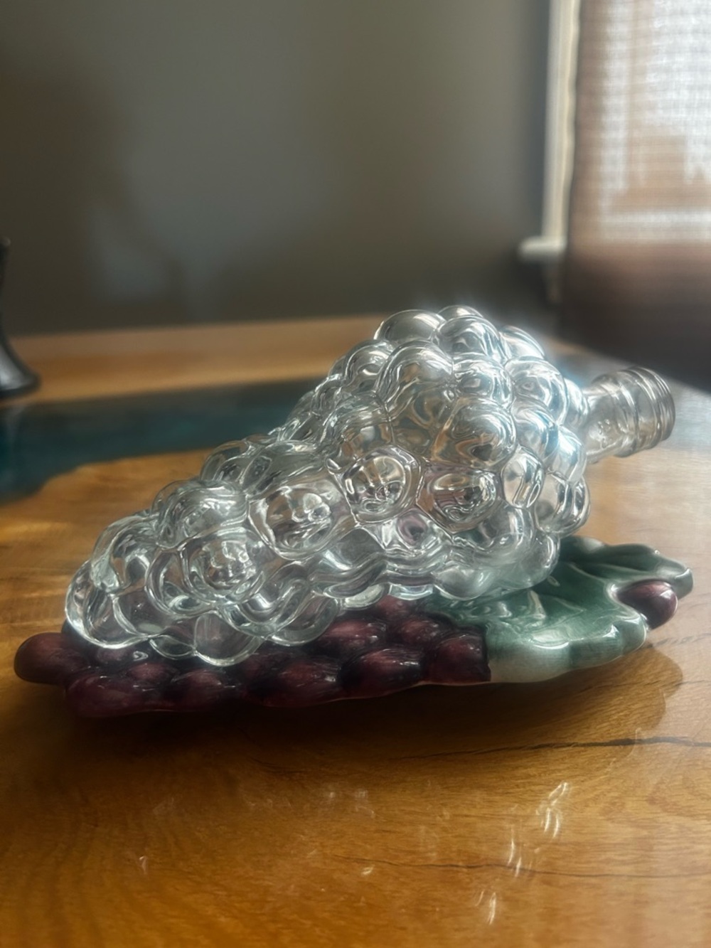 Multifunctional grape theme dish / spoon rest with grape textured decanter